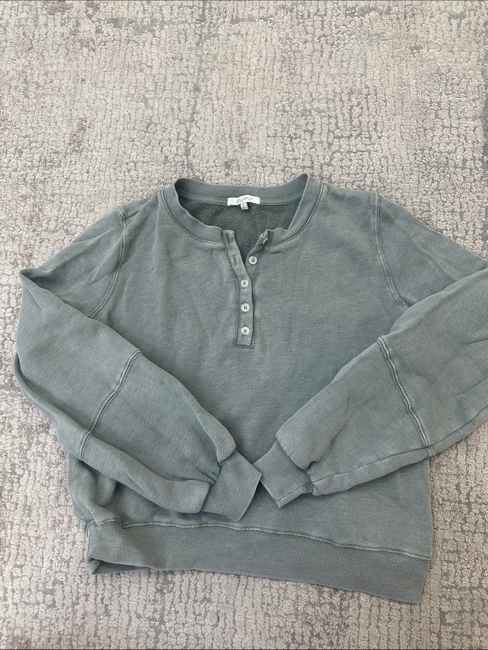 Women’s Sage Green Henley Sweatshirt - Unbranded